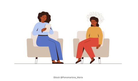 illustration of two women talking